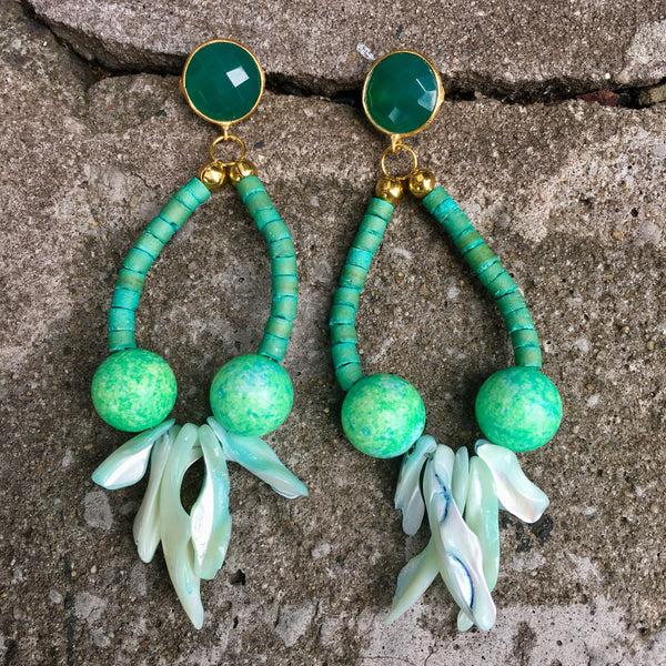 Coral Hoop Earrings | Emerald - burnmark