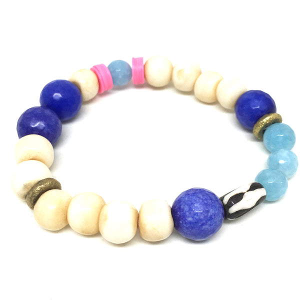 Summer Mix Gem Bracelet  | Cobalt Blue + Aqua - burnmark