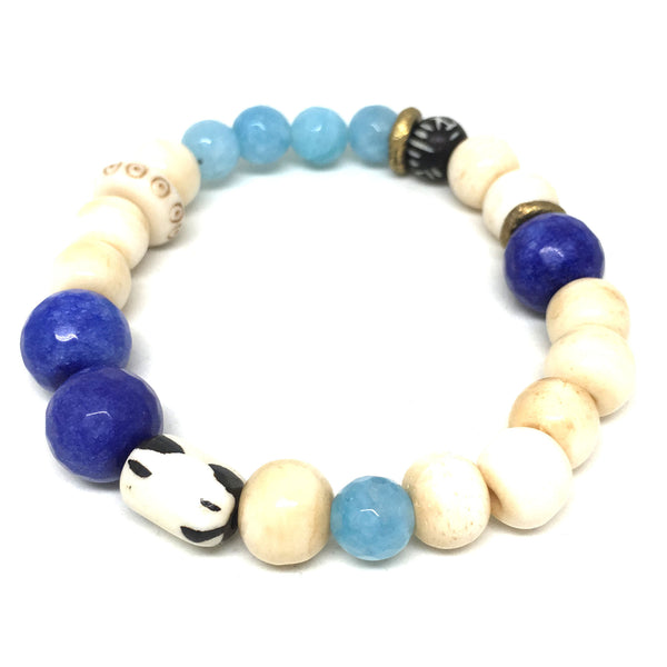 Summer Mix Gem Bracelet  | Aqua + Cobalt Blue - burnmark