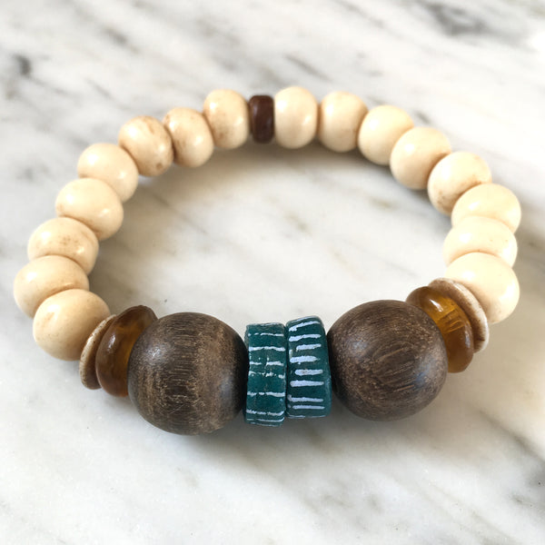 Tribal Bracelet | Palm Wood + Teal - burnmark