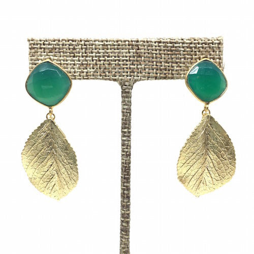 Gold Leaf Earrings | Emerald - burnmark