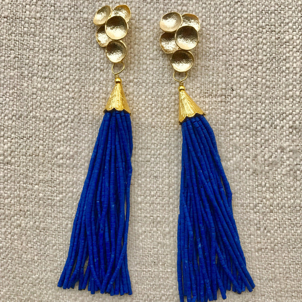 Long Tassel Earrings | Cobalt - burnmark
