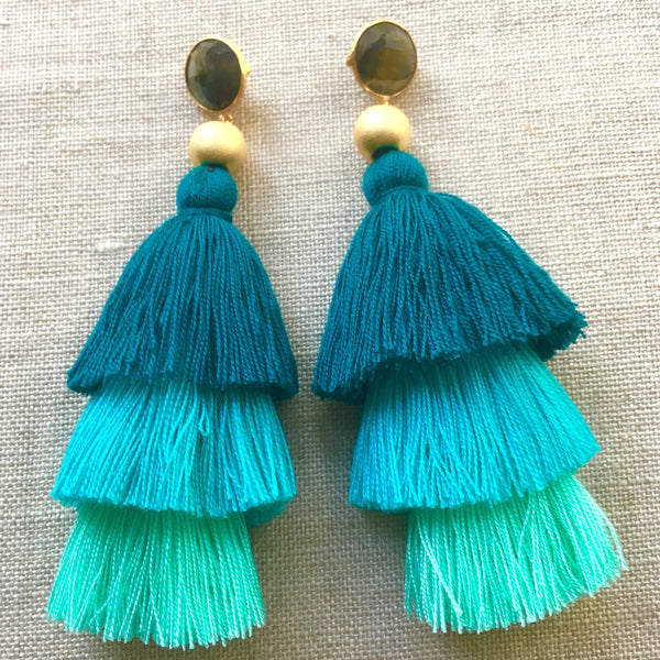 Ombre Tassel Earrings | Turquoise - burnmark