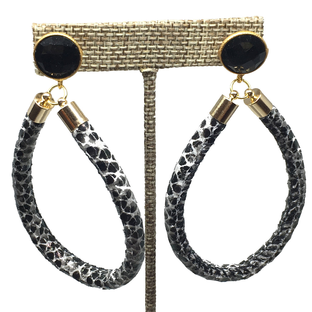 Hoop Earrings | Python + Onyx - burnmark
