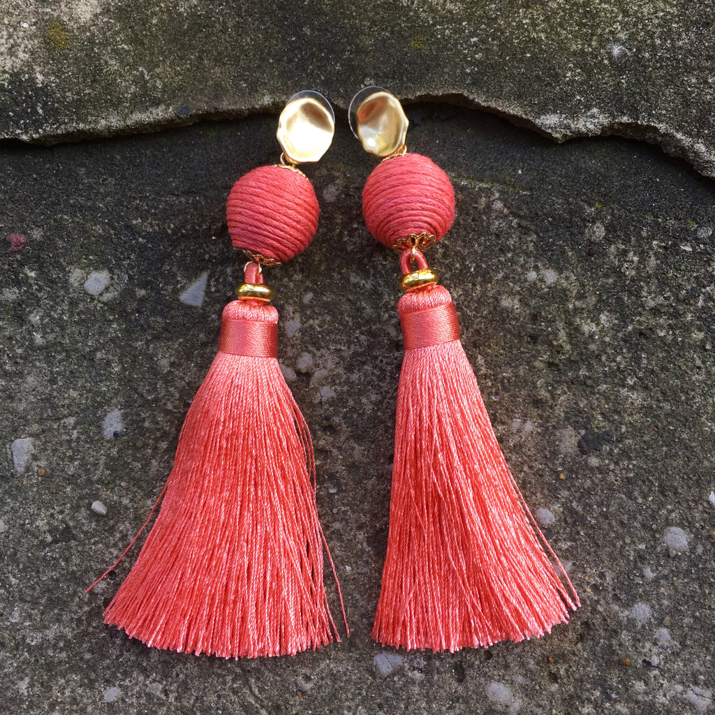 Silk Tassel Earrings | Peach - burnmark