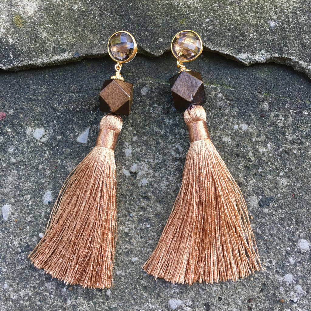 Silk Tassel Earrings | Sand + Rosewood - burnmark