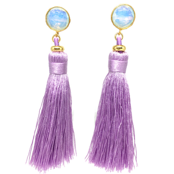 Tassel Earrings | Lilac + Moonstone - burnmark