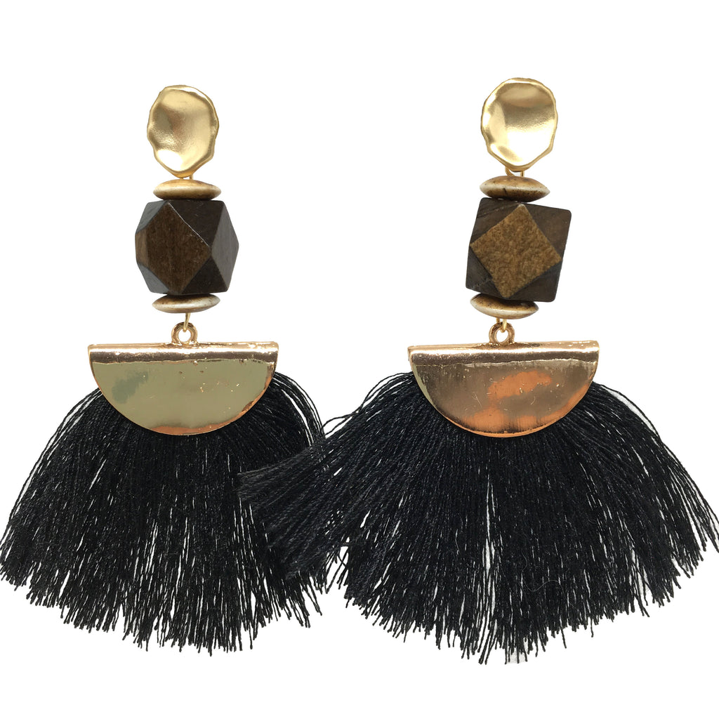Tassel Earrings | Rosewood + Black - burnmark