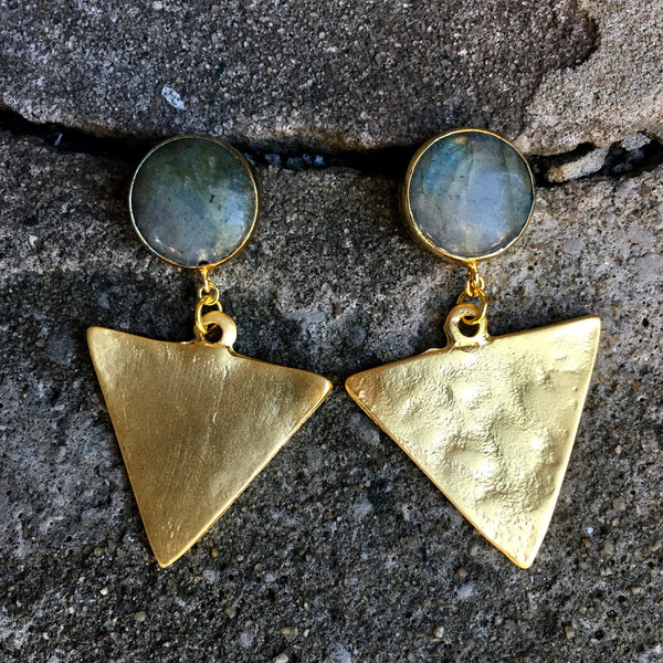 Triangle Drop Earrings | Labradorite - burnmark