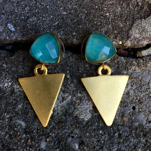 Triangle Drop Earrings | Chalcedony - burnmark