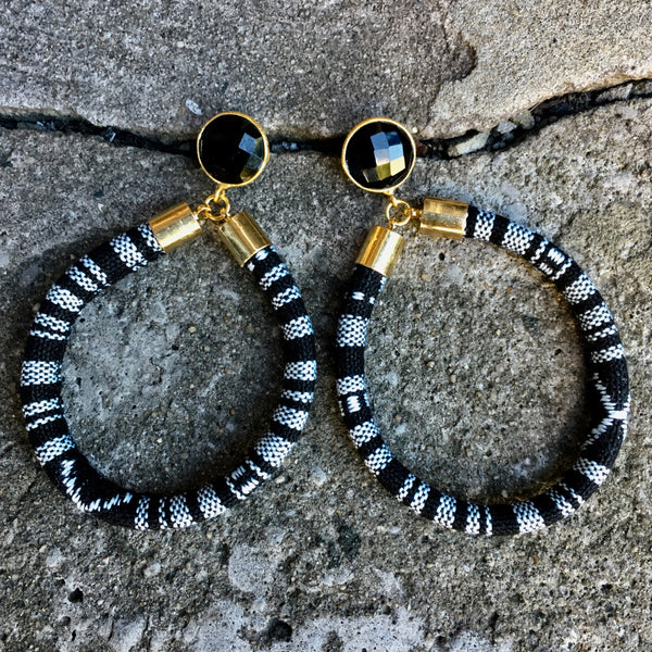 Tribal Hoop Earrings | Onyx + White - burnmark