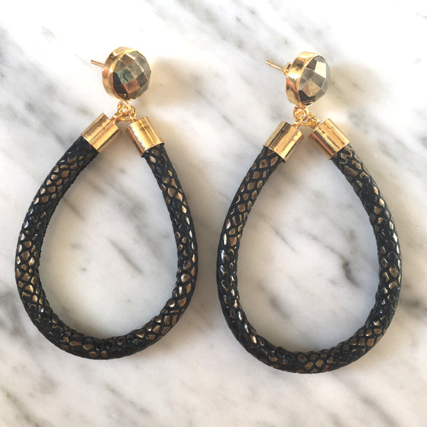 Python Hoop Earrings | Metallic + Pyrite - burnmark