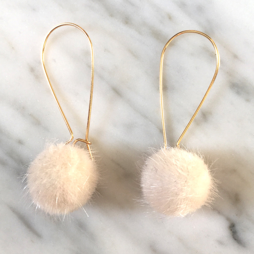 Fur Drop Earrings | Cream - burnmark