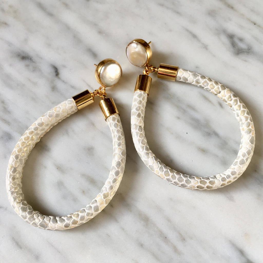 Hoop Earrings | Python + Pearl - burnmark