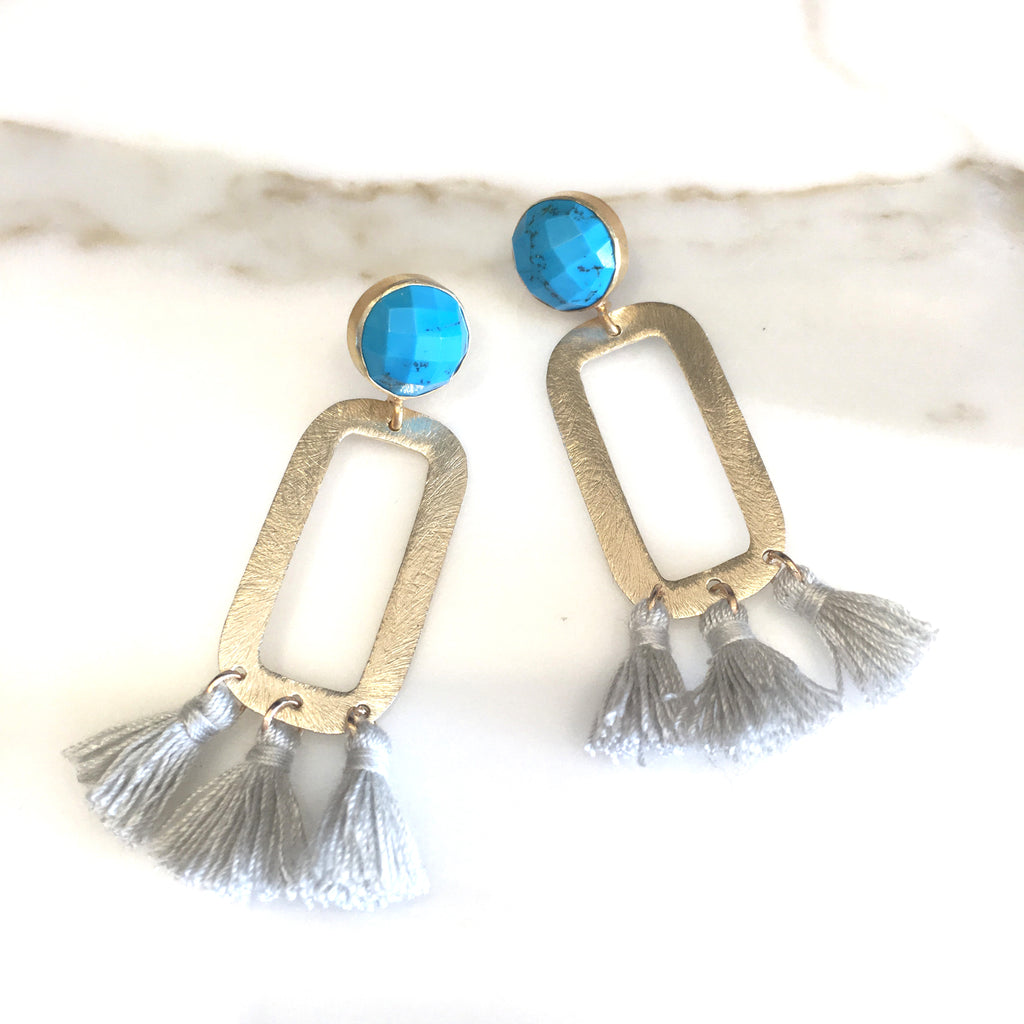 Mini Tassel  Earrings | Turquoise - burnmark