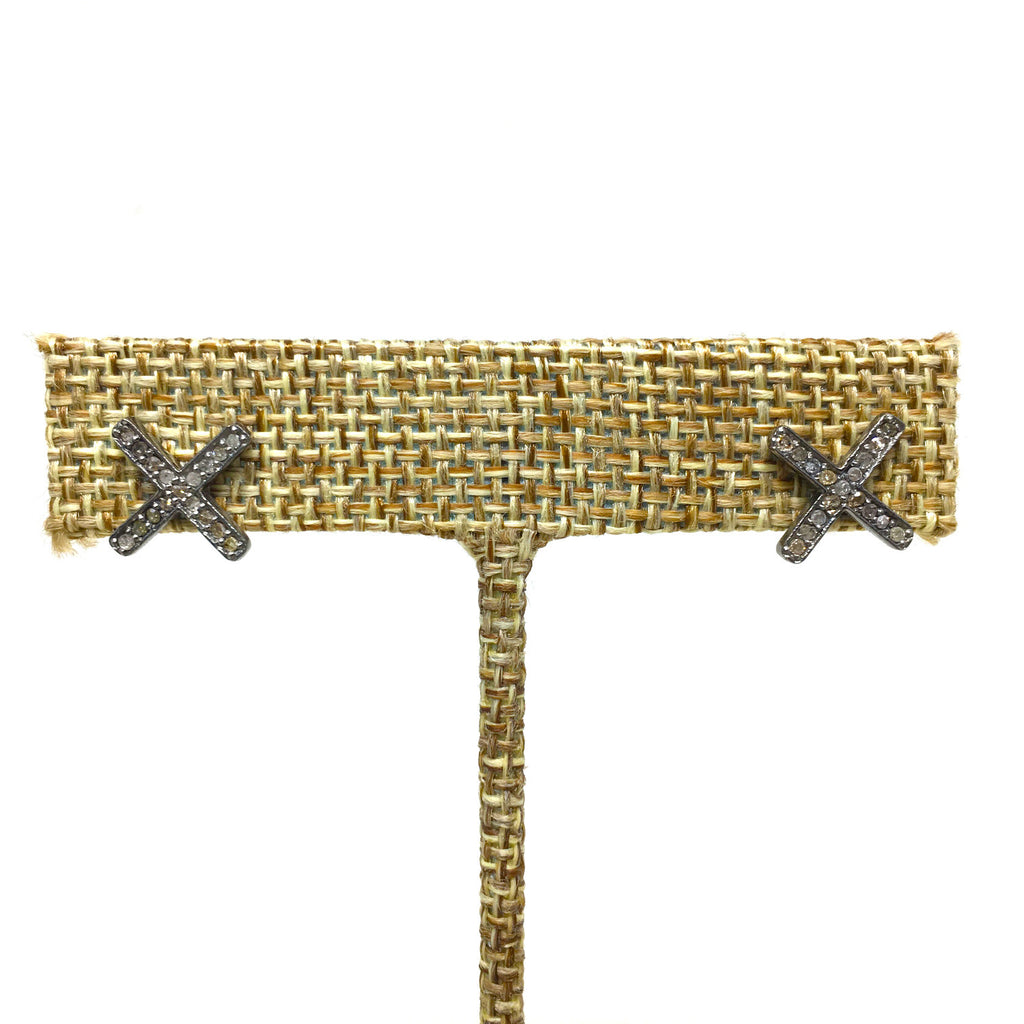 Pave Diamond X Stud Earrings - burnmark