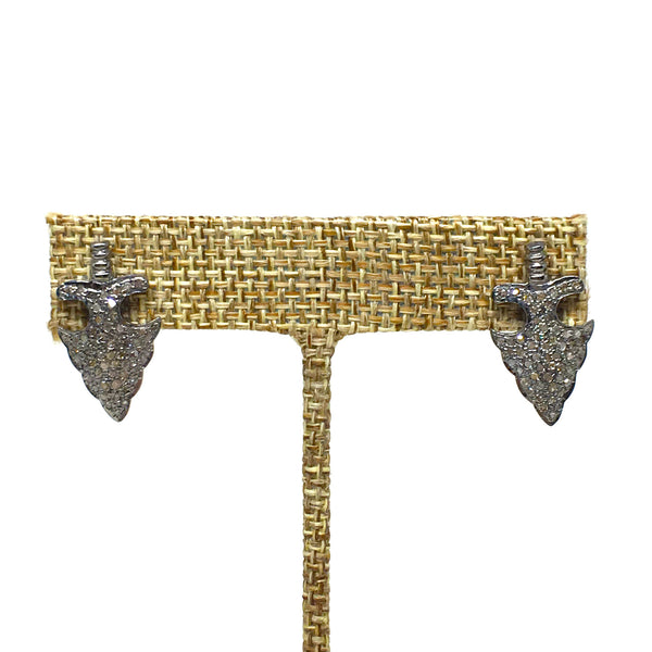 Pave Diamond Arrowhead Stud Earrings - burnmark