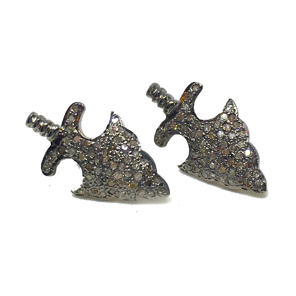 Pave Diamond Arrowhead Stud Earrings - burnmark