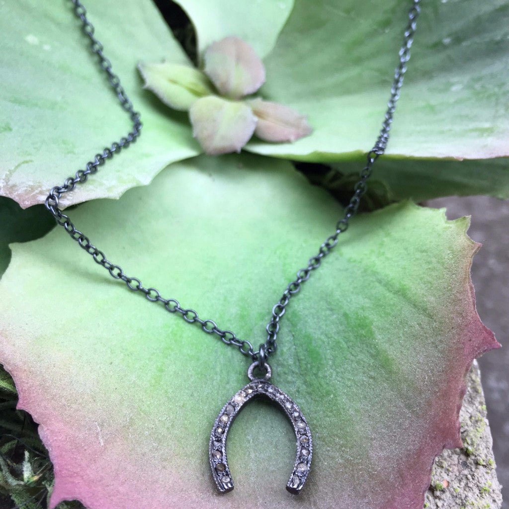Pave Diamond Horseshoe Necklace - burnmark