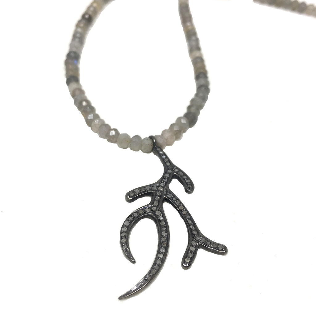 Pave Diamond Branch Necklace - burnmark