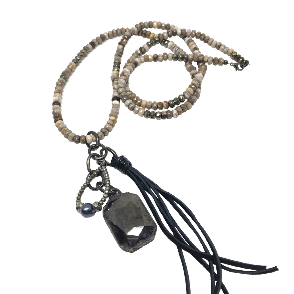 Clarkson Layering Necklace | Jasper & Pyrite - burnmark
