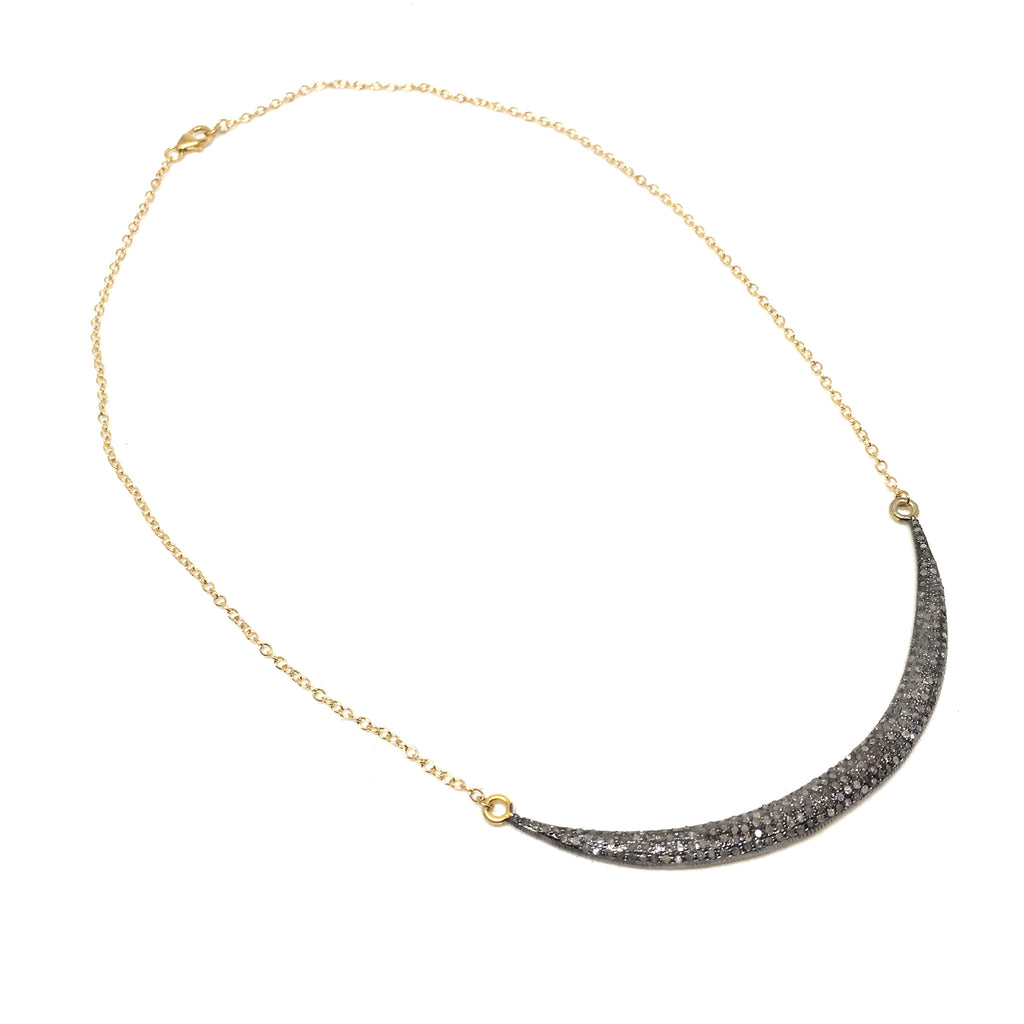 Pave Diamond Crescent Bar Necklace | Large - burnmark