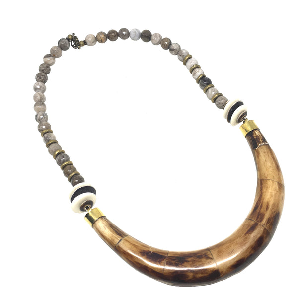 Hudson Necklace | Jasper & African Brass - burnmark