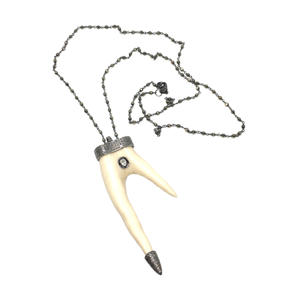 Pave Diamond Antler Necklace - burnmark