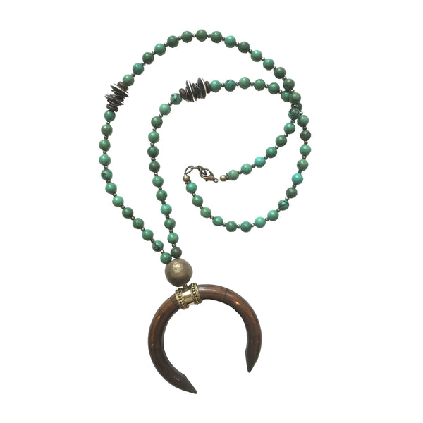 Perry Necklace | Turquoise + African Brass - burnmark