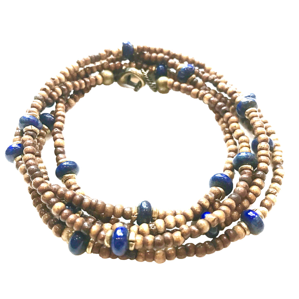 Sullivan Layering Necklace | Lapis + African Brass - burnmark