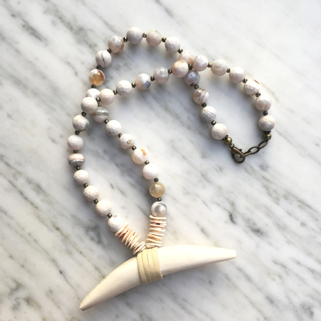 Charles Necklace | Agate + Pyrite - burnmark