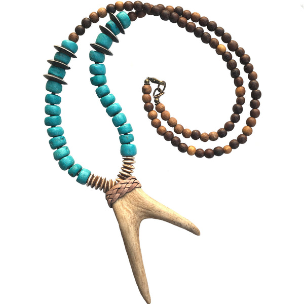 Bowery Necklace | Moroccan Turquoise + Olive Wood - burnmark