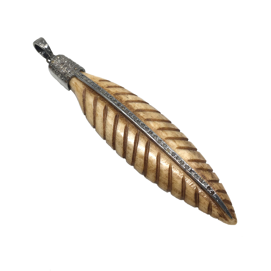 Pave Diamond Feather Pendant - burnmark