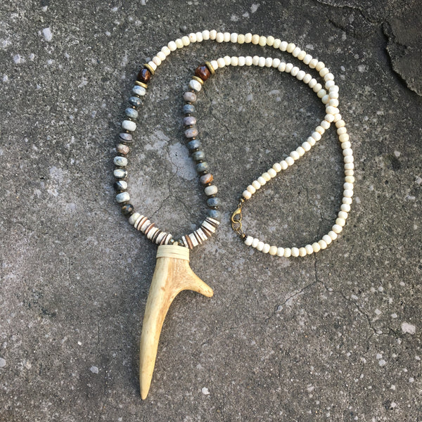 Bowery Necklace | Jasper & African Brass - burnmark