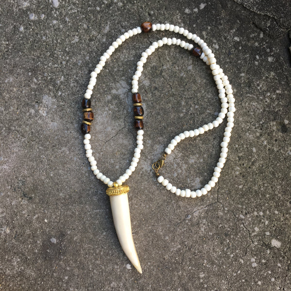 Astoria Necklace | Bone & Nigerian Brass - burnmark