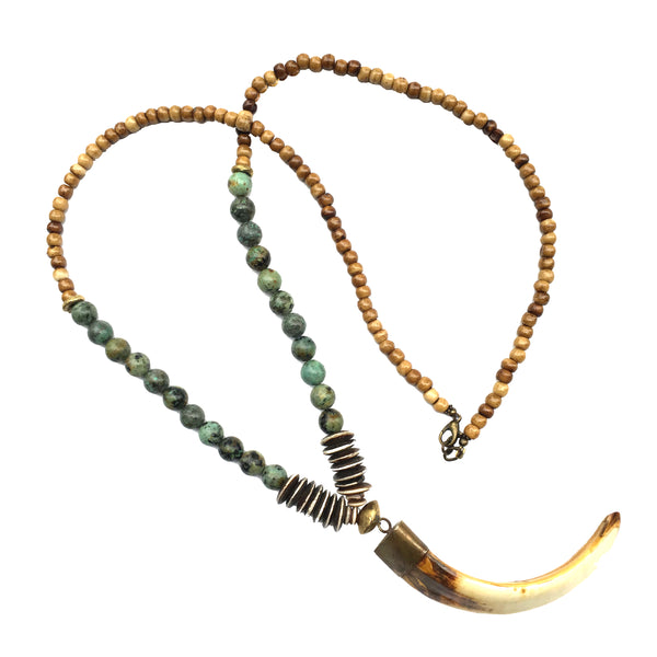 Astoria Necklace | African Turquoise + Nigerian Brass - burnmark