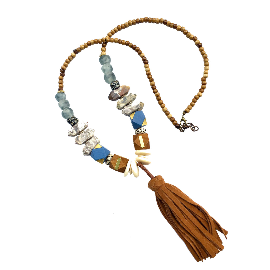 Clarkson Necklace | Jasper + African Trade Beads - burnmark