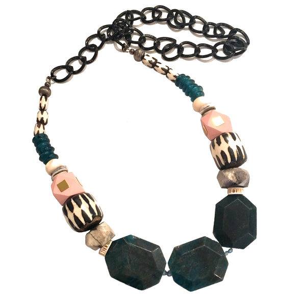 Leroy Necklace | Teal Apatite + Soft Pink - burnmark