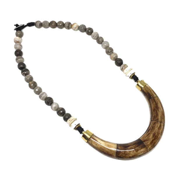 Hudson Necklace | Jasper + African Brass - burnmark