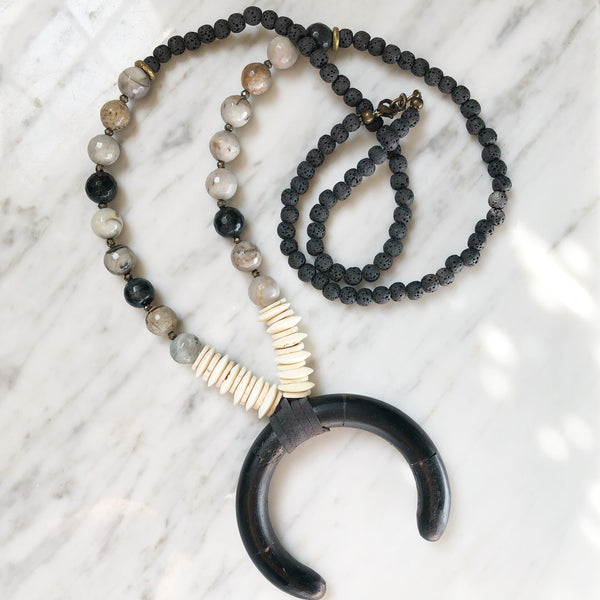 Perry Necklace | Agate + Lava - burnmark